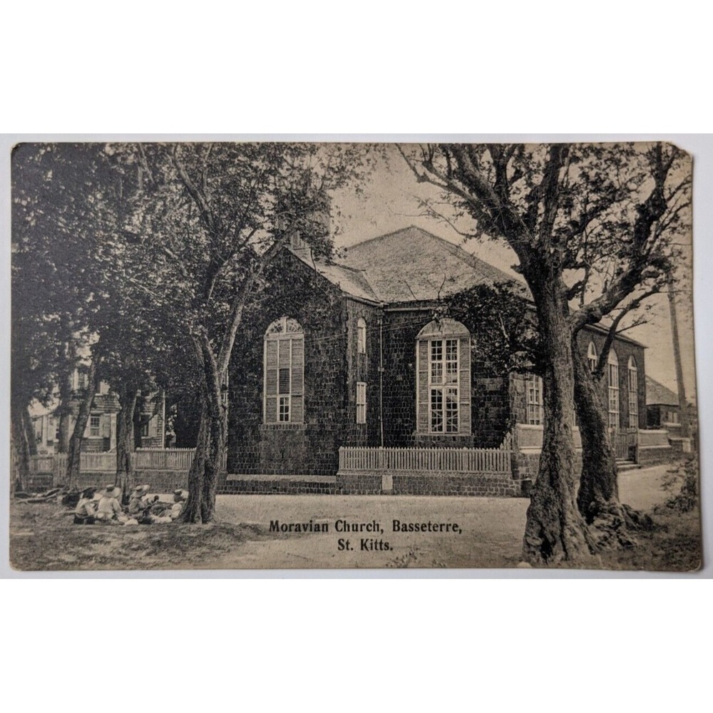 The Moravian Church, Basseterre, St. Kitts B.W.I. c1910s A. Losada Postcard